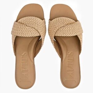 Eric Javits Arika Woven Tan Natural Slide Sandals size 9